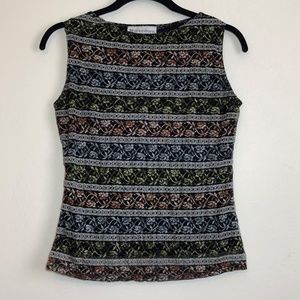 Dress Barn Colorful Lace Floral Vine Print Top S